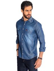 Camisa Jeans Revanche Masculina Azul