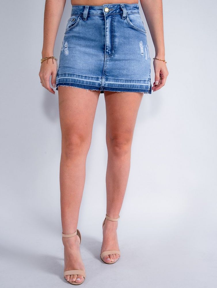 Saia Shorts Jeans Revanche Feminino Azul Imagem 1