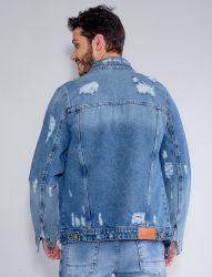 Jaqueta Jeans Destroyed Revanche Masculina Azul