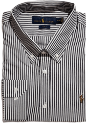 Camisa Social Polo Ralph Lauren Masculina Listrada Preta/Branca